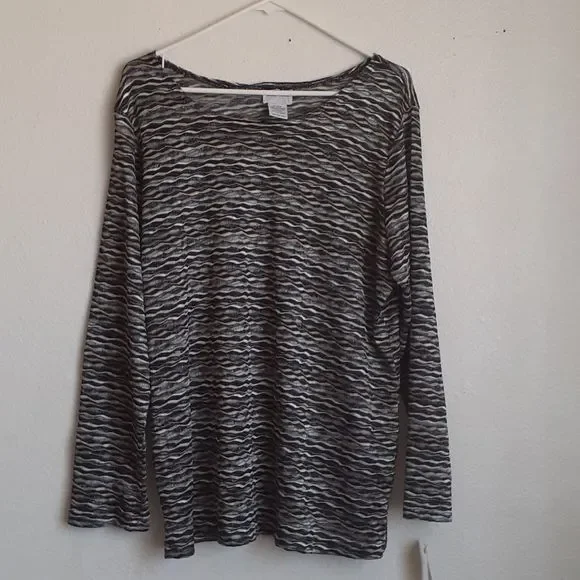 NWT Bon worth blouse L long sleeve black yellow gr - Picture 7 of 10